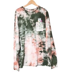 Ripndip Tie Dye Floral Tee Long Sleeve T-Shirt Cat Flowers Cotton Men’s Medium